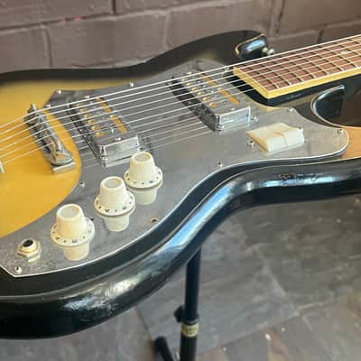 Teisco Gold Foil Electric Guitar & Case Barclay Sakai  1960’s - Sunburst image 16