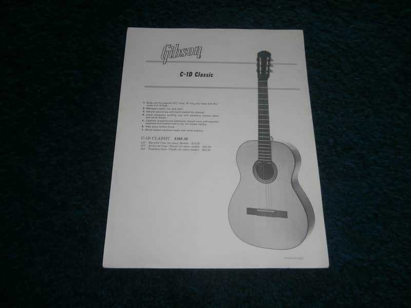 Vintage 1960's Gibson C-1D Classic Acoustic Guitar Dealer Spec. Sheet! Rare! imagen 1