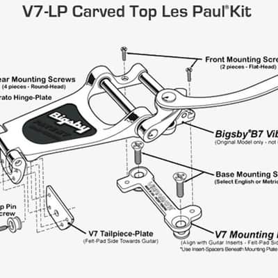 Vibramate V7-LP-C V7 Gibson Les Paul Adapter Kit For Bigsby B7 - Silver image 2