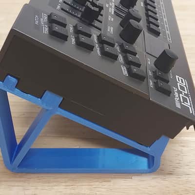 Electric Blue Color 30 Degree Angled Custom Made Stands For Roland Boutique TB-03 Bass Line Synthesizer Sound Module - Made in USA