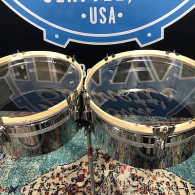 Rogers 1960s “Humberto Morales Model” 13”+14” Brass Timbales with