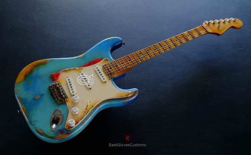 Fender Stratocaster Daphne Blue/Pelham Blue Tex-Mex Made in USA Medium Relic Aged RARE image 1