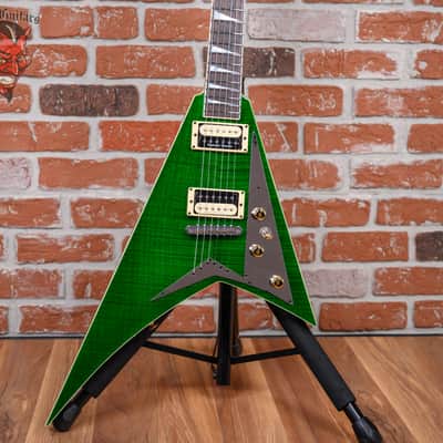 Jackson USA Custom Shop RR 2H TOM FMT MAH Rhoads Flame Maple Slab Top in Transparent Green 2025 w/OHSC image 1