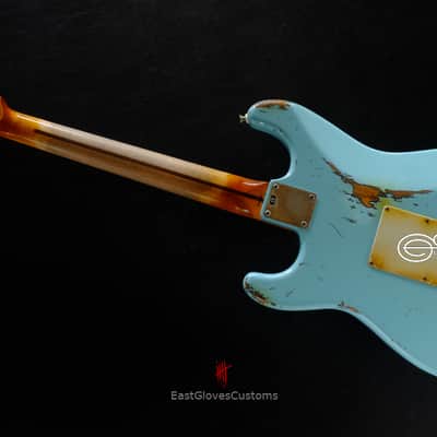 Fender Stratocaster  ST57- US SBL Sonic Blue Made in Japan Medium Aged Relic  RARE image 14
