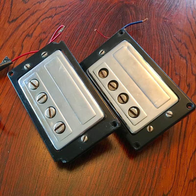 PAIR- Guild Dearmond bass humbucker pickups jetstar starfire 8k c 1970 Chrome original vintage USA image 1