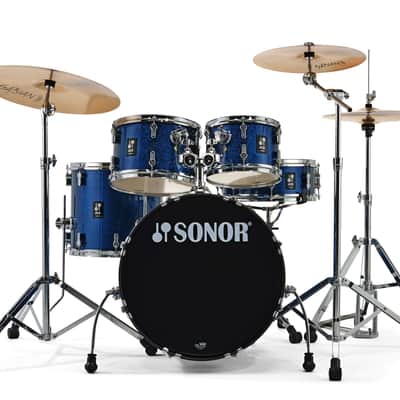 Sonor AQX Studio Blue Ocean Sparkle 5pc Complete 20x16, 10x7, 12x8, 14x13, 14x5.5 | Drums & Hardware | Authorized Dealer image 2