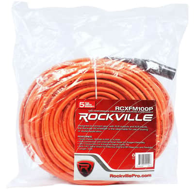 Rockville RCXFM100P-O Orange 100' Female to Male REAN XLR Mic/Speaker Cable image 2