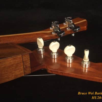 Handcrafted Baritone HARP Ukulele, Solid Spruce & Acacia, MOP Abalone Inlay, Hard Case, Bruce Wei HU20-2048 image 7
