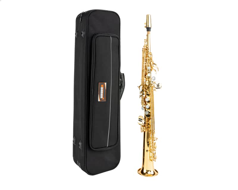 Wisemann DSS-500 Brass lacquered Soprano Saxophone, with mouthpiece and case image 1