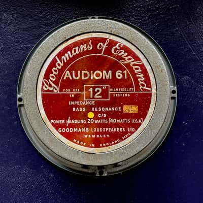 VINTAGE GOODMANS "AUDIOM 61" 12 IINCH GUITAR SPEAKER - MADE IN ENGLAND - EARLY 60'S VOX SELMER WATKINS WEM LANEY SOUND CITY ORANGE image 1