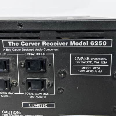 Carver 6250 Magnetic Field Power Amplifier Stereo Receiver - 125 Watts per Channel - 1988 Black image 13