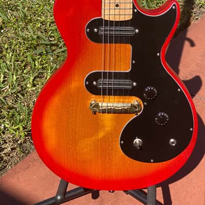 Epiphone/Davison shaved maple neck Upgrades/Concept GFS Humbucker blast @ 6 lbs. Melody Maker/LP Red image 9