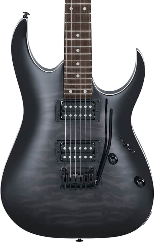 Ibanez GRGA120QA Gio Electric Guitar, Purpleheart Fingerboard, Transparent Black Sunburst image 1