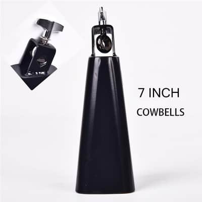 7 Inch Cowbell And Cowbell Clamp, Cowbell Holder Percussion Accessory, Adjustable Drum Cowbell Mount for Bass Drum Hoop Up or Down Drum Stick image 2