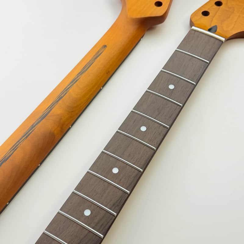 Roasted Maple Strat Style Guitar Neck, 22 Frets, Maple Fingerboard image 1