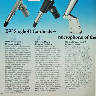 Vintage 1970's Electro-Voice 672A Handheld Cardioid Dynamic Microphone with Switch Low Z & accessories 671A 672 image 2
