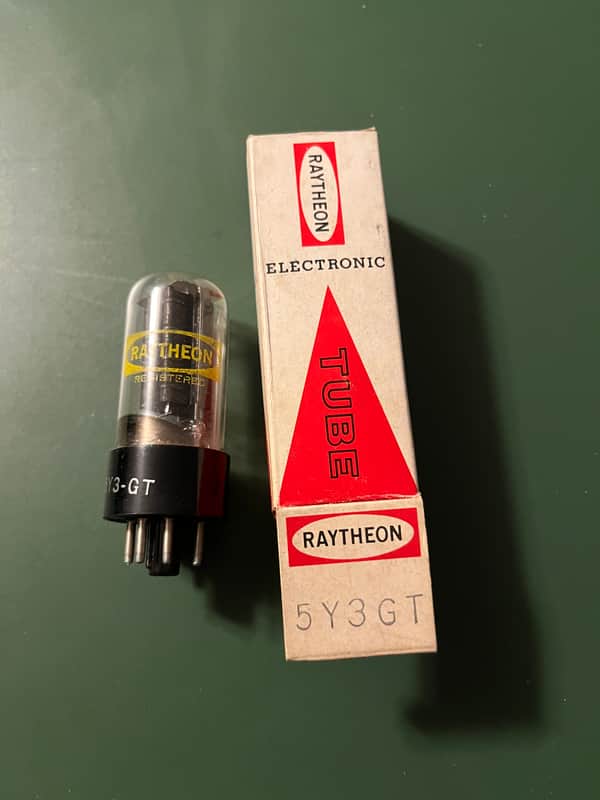 NOS NIB Raytheon 5Y3GT 2 Black Round Plate image 1