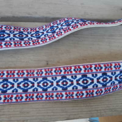 Vintage 1960's Ace-Style Guitar Strap! Red, White, and Blue! Metal Buckle, Case Candy! image 3