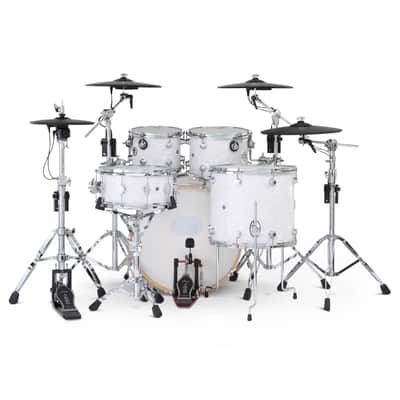 DW DWe 5pc Complete Electronic/Acoustic Drum Set w/Roland Cymbals & V51 White Marine image 2