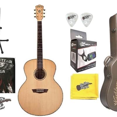 Washburn WJ45S Jumbo Solid Spruce Top Acoustic Guitar w/Hard Case + More image 1