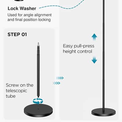 Telescopic Mic Stand, Height Adjustable From 22" To 68" Microphone Stand Floor Weighted Base Boom Mic Arm Stand For Quadcast Solocast Sm58 Samson Q2U Fifine K669B image 2