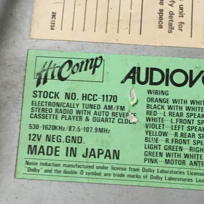 Hicomp HCC-1170 Audiovox Car Radio Cassette Made In Japan w/ Manual Wire Harness image 9