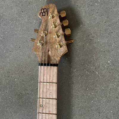 Bridge Builder Guitars Static Y Flying V style guitar, Figured