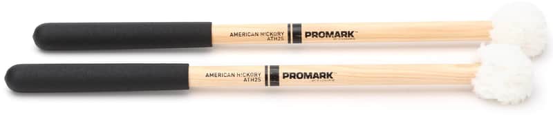 Promark ATH2S Hickory Marching Tenor Mallets - Puffy Tip (3-pack) Bundle image 1