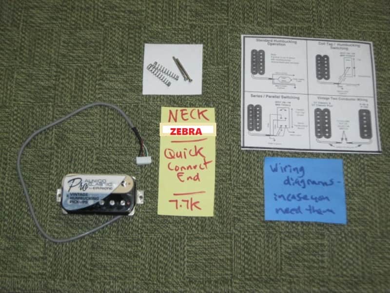 ONE new old stock A+ Epiphone ACPNHZCN-4 Alnico Classic Pro NECK, ZEBRA Humbucker, 7.7k Alnico V, Quick Connect, 4 conductor + screws & springs (2023) part of Epiphone's Pro Series Line of Humbuckers - which is called ProBUCKER image 1