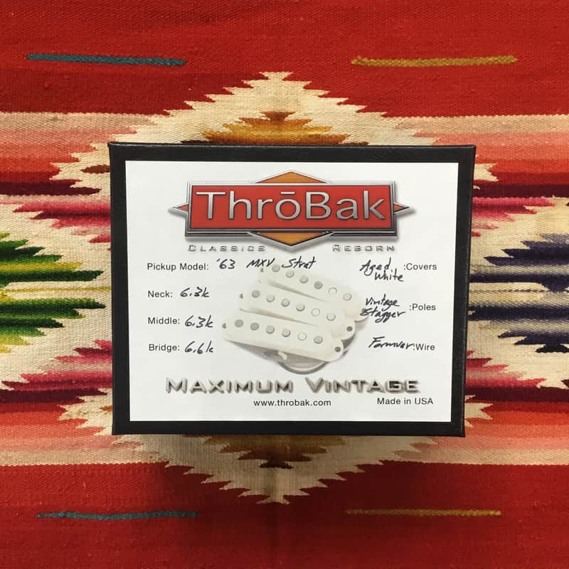 ThroBak '63 MXV Strat Set Aged White Covers Vintage Stagger Formvar Wire image 1