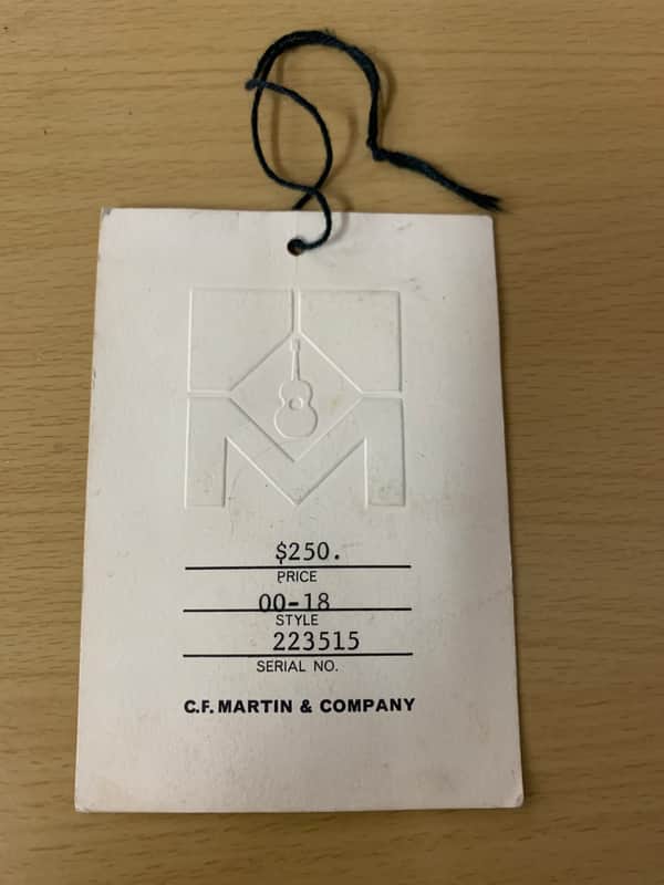 Martin 00-18 Hang Tag Case Candy 1967 image 1