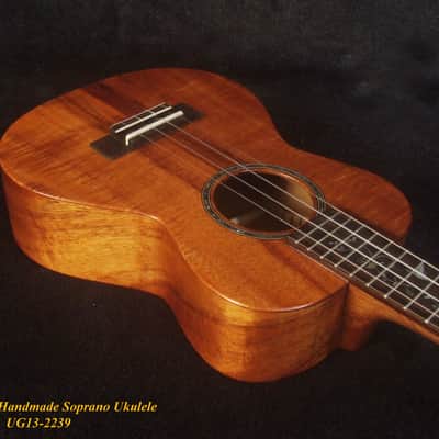 Handmade Solid Curly Hawaiian Koa Soprano Ukulele, HummingBird Vine Inlay, Soft-bag, Bruce Wei UG13-2239 image 7