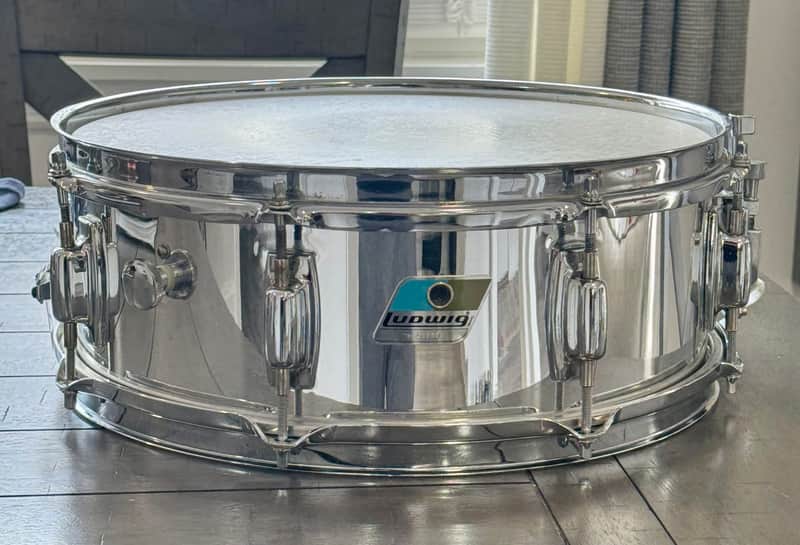 Ludwig 5x14 chrome over maple snare drum 1979 image 1