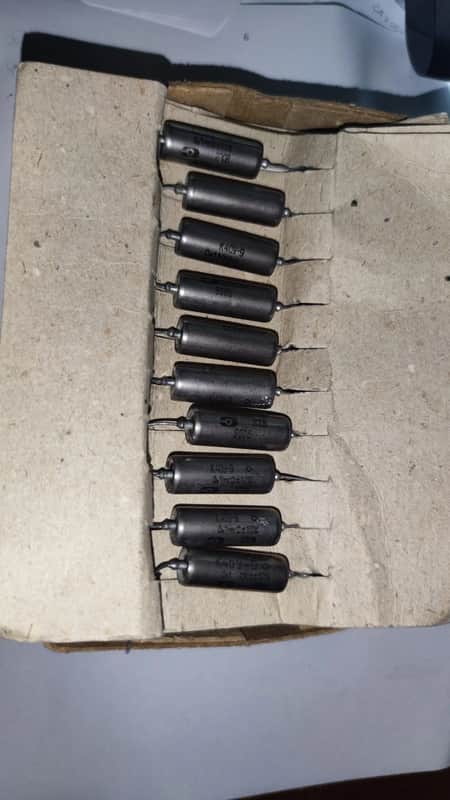 50pcs 0.1uF 200V K40Y-9 Vintage PIO guitar tone capacitors NOS Paper in Oil NIB image 1