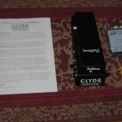 new old stock (2019) very near A+ Fulltone Clyde Deluxe, Black (orig Feet&Screws were switched to new Dunlop feet/screws)+ battery, strings, & copy of Owner's Manual (NO box, NO orig paperwork, NO sticker) image 1