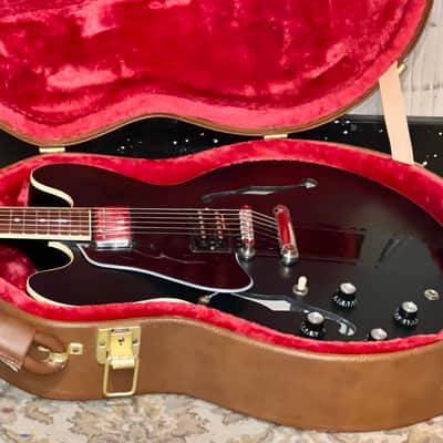 Sweet Lefty! 2021 Gibson ES-335 Dot Semi-Hollow Electric Guitar Custom Black Ebony w/ Racing Stripes + OHSC image 18