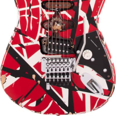 EVH Striped Series Frankie Electric Guitar. Red/White/Black Relic image 7