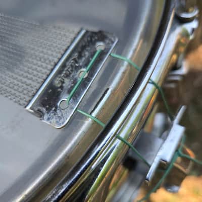 Ludwig No. 402 Supraphonic 6.5x14" 10-Lug Aluminum Snare Drum with Rounded Blue/Olive Badge 1979 - 1984 - Chrome-Plated image 13