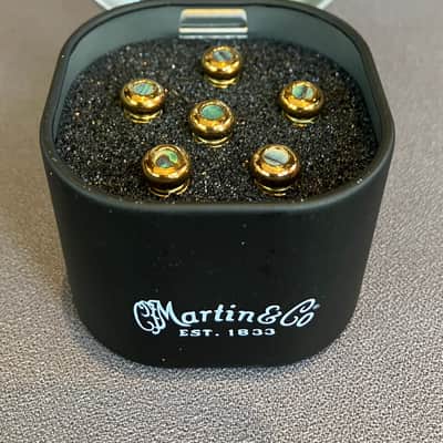 Martin APP0014 Luxe Liquid Metal Bridge Pin Set - Gold w/ Paua Abalone image 1