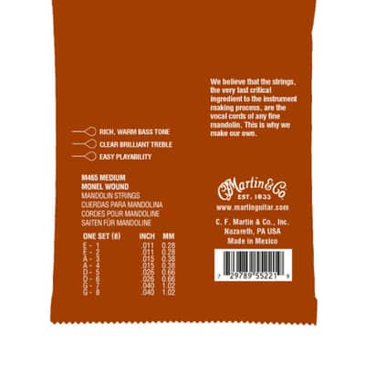 Martin M465 Mandolin Strings Medium Monel Wound image 2