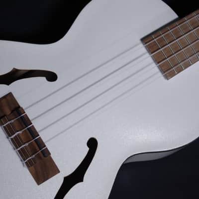 KALA Jazz Tenor Metallic White archtop acoustic electric UKULELE new UKE w/ Case image 4