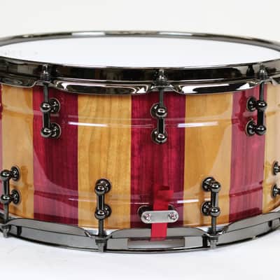 HHG 14x7 Cherry And Purple Heart Stave Snare, High Gloss Lacquer image 4
