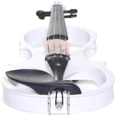 Cecilio CEVN-2W Style 2 Silent Electric Solid Wood Violin with Ebony Fittings - Metallic Pearl White, Size 4/4 image 4