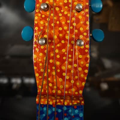 Hap "Michael Hapner" Hand Painted Guitar Blue Psychedelic Wall Art image 2
