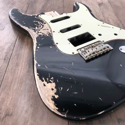 FRANCHIN Mercury guitar body Heavy Relic Aged Black 100% Nitro Lacquer HSS Poplar Stratocaster-Strat-S-Style Made in Italy - Stock piece #23450926 image 5
