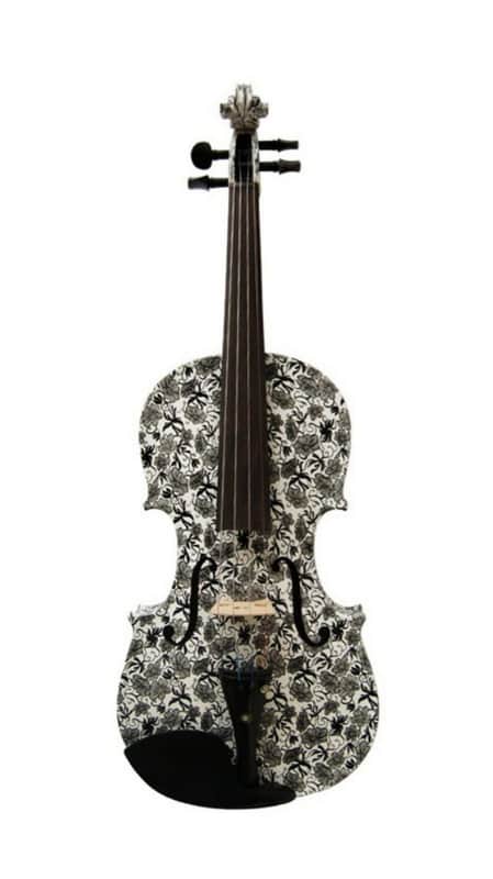 Geneva 4/4 Violin Outfit – Dark Floral Visual Art Beginner Student Violin w/ Case & Bow image 1