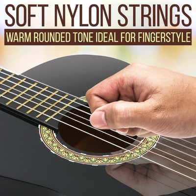 36'' 6-String Classic Guitar -3/4 Size Scale Guitar Tuner -Black image 3