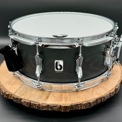 British Drum Company Raven 14x6" Birch / Ash 10-Lug Snare Drum - Black Ash Satin. Free Shipping image 1