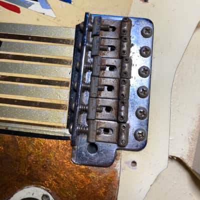 Fender MIJ 357V Stratocaster Body Project 1980s-90 - Vintage White w/ Custom Handpainted Details Art Deco Design image 3