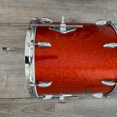 Gretsch  1962 Era Round Badge Progressive Jazz Bop Drum Set 18 Inch Bass Drum Tangerine Glass Glitter image 22